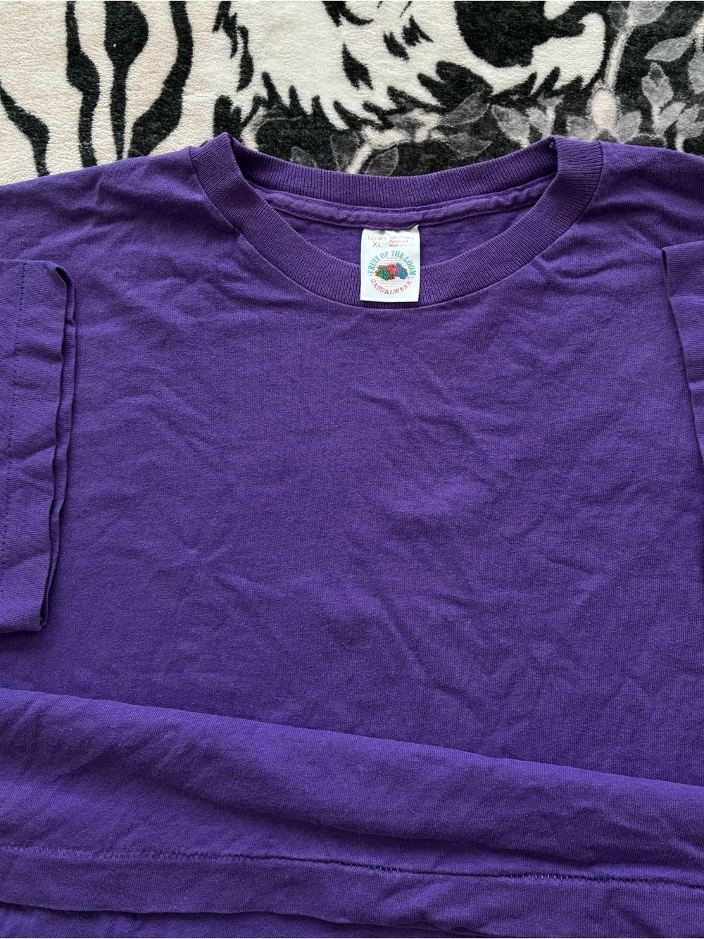 000 - VINTAGE 90s WOMENS FRUIT OF THE LOOM PURPLE BLANK MADE IN USA T SHIRT